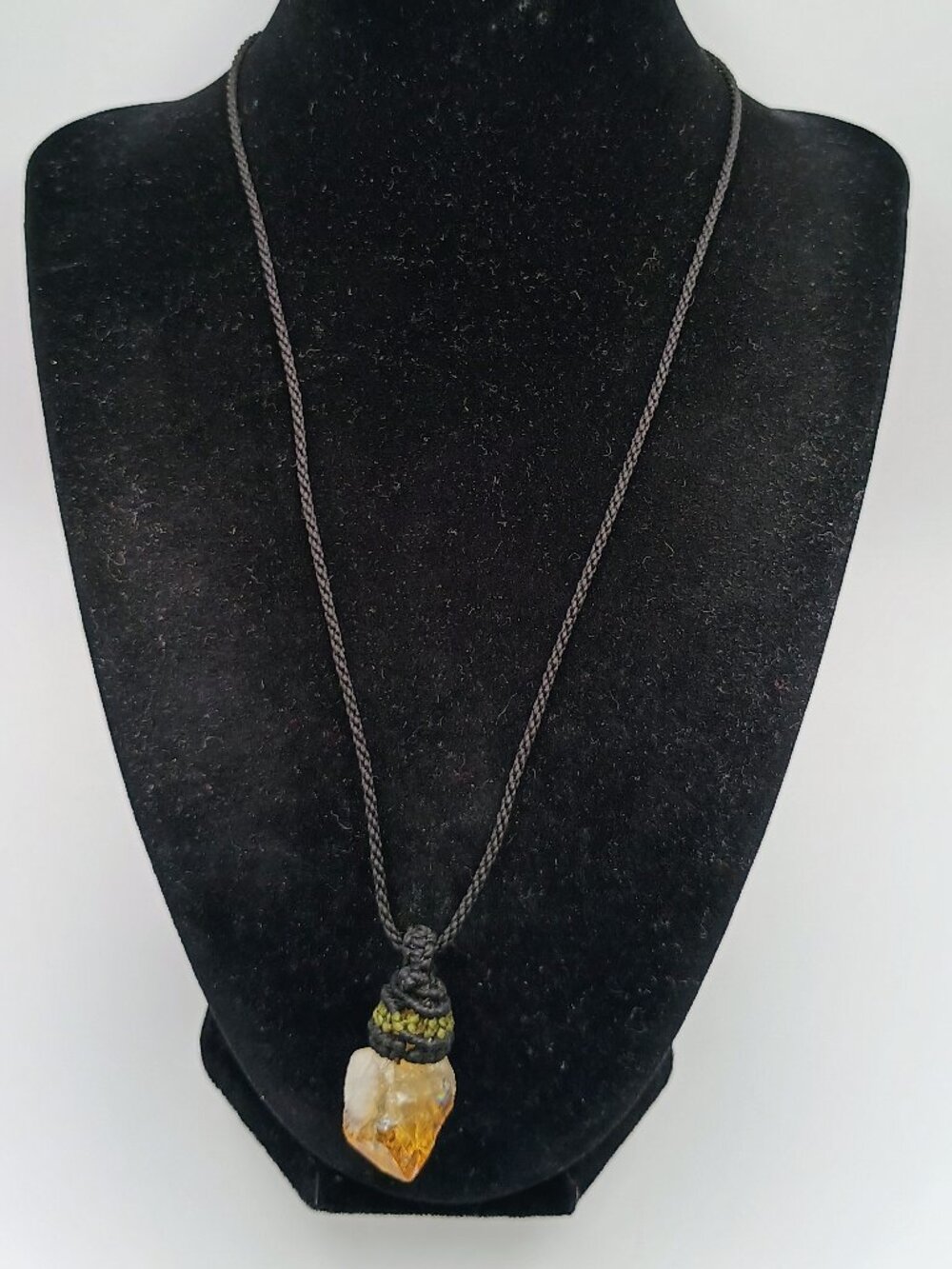 Shamanic Amulet Natural Citrine Macramé Necklace